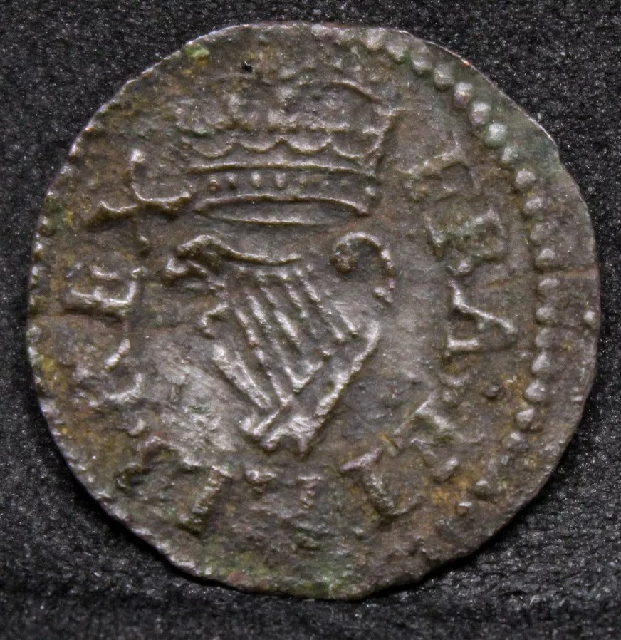 Charles Richmond Round Farthing. 1625-1634. MM-Harp. Ev-85c, Peck 173 +die crack