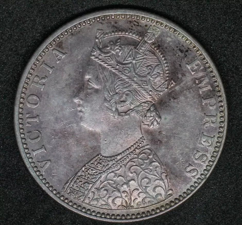 1890-B Rupee, Queen Victoria, British-India. KM-492 aUNC