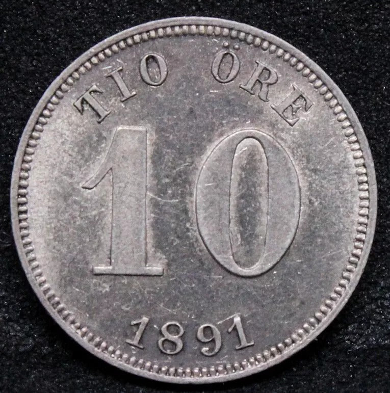10 Ore 1891 Sweden, Oscar II. KM-755 EF