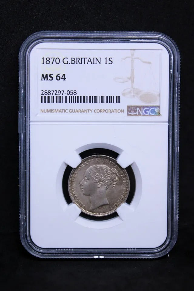 1 Shilling 1870, Queen Victoria. S.3906A. NGC MS64. BU SOLD..