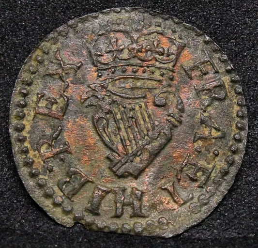 Charles Richmonde Farthing. 1625-1649. MM > Horseshoe, rare MM
