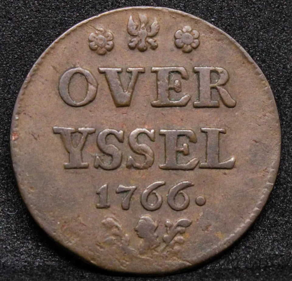 1 Duit 1766 Small bust of William V , Overijssel (Dutch Republic) KM-102