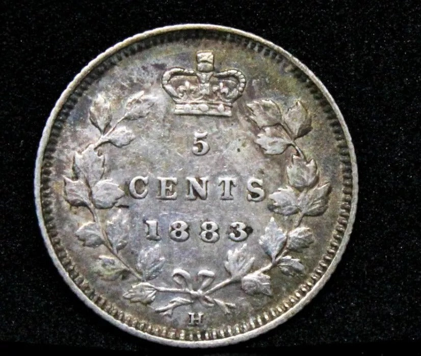 1883-H Canada 5 Cents, Queen Victoria. VF. KM-2. MINTAGE 600K