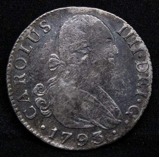 2 reales 1793 (S-CN) Segovia Mint. Spain, King Charles IV. Rare issue KM-430.2