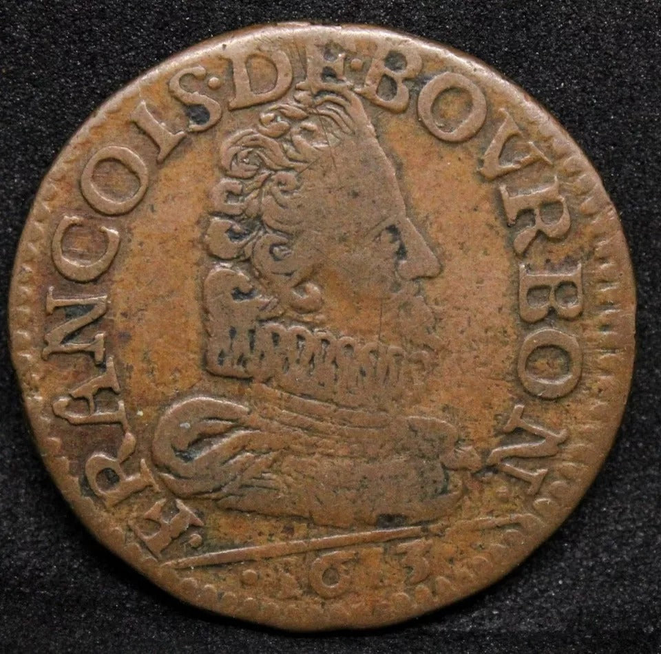 1 Liard 1613. François de Bourbon-Conti au , Large Bust. ref:PA#?6203. EF