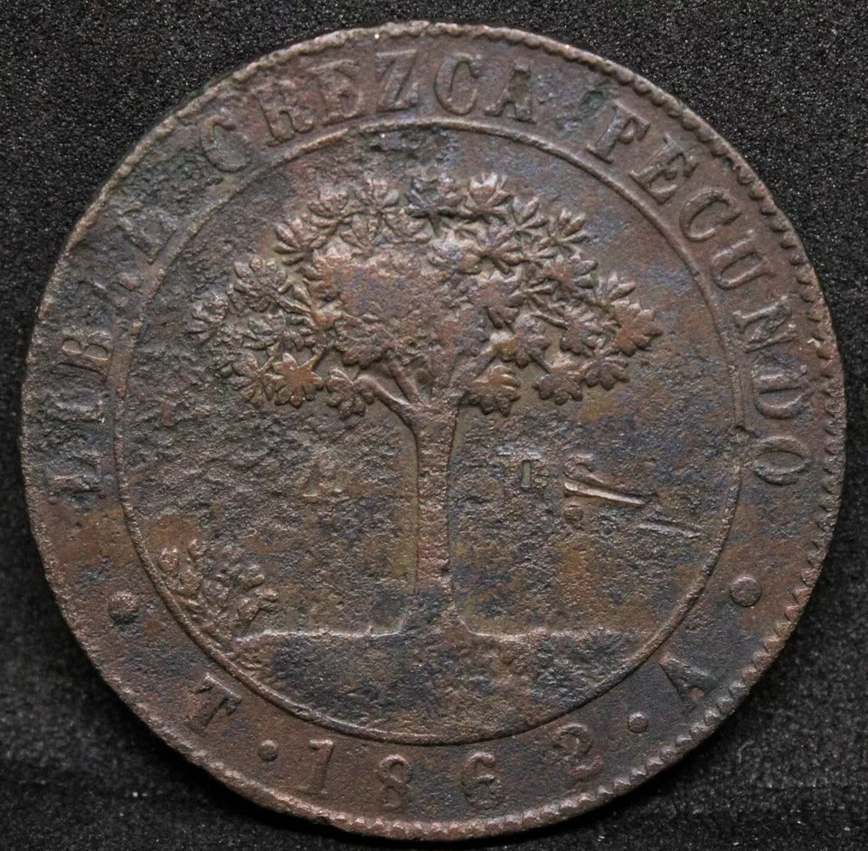4 PESOS, 1862 Hondouras. KM-26 Rare
