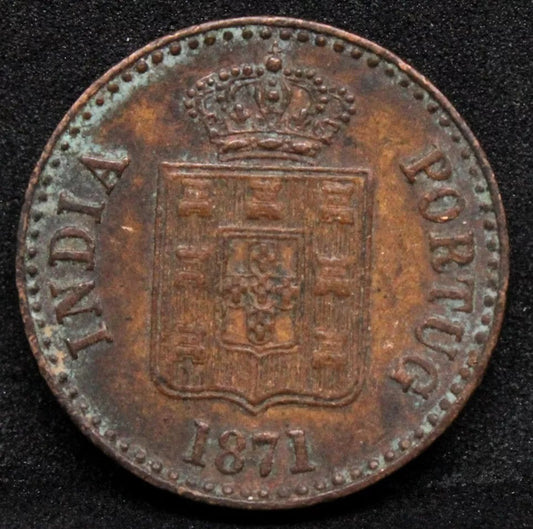10 Reis 1871. Portugal GOA. King Luís I. KM-303. GVF
