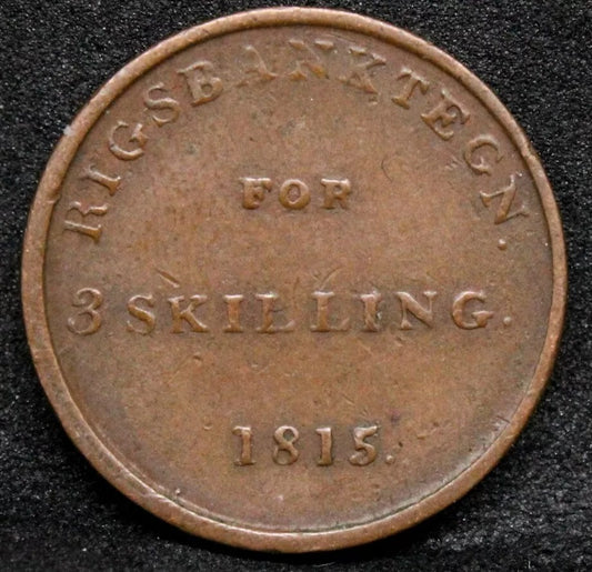 3 Skilling Denmark, Rigsbank Token. KM-Tn5 VF