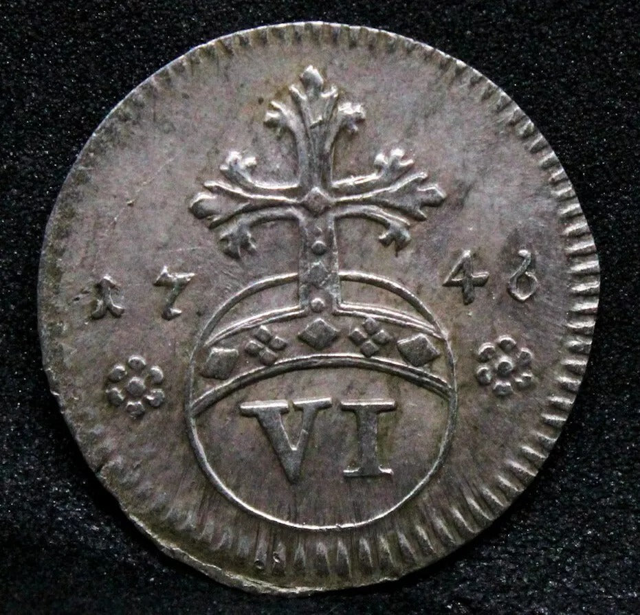 1746 6 Pfennige, Karl I. Principality of Brunswick-Wolfenbüttel. KM-855 UNC
