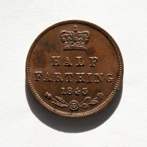 1843 1/2 farthing Victoria UNC colonial coinage