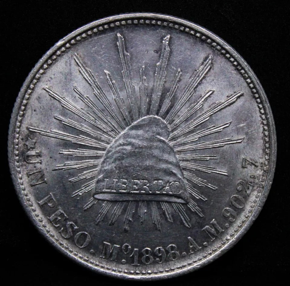 1898 Mo-Am Peso, Mexico. Mexico city Mint KM-409.2 UNC Restrike issue
