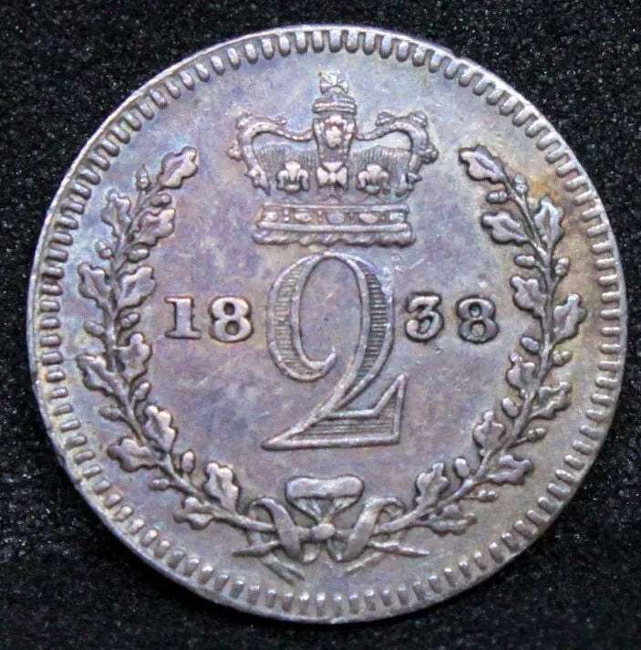 2 Penny 1838 Maundy issue. Queen Victoria. S.3919. EF with colour