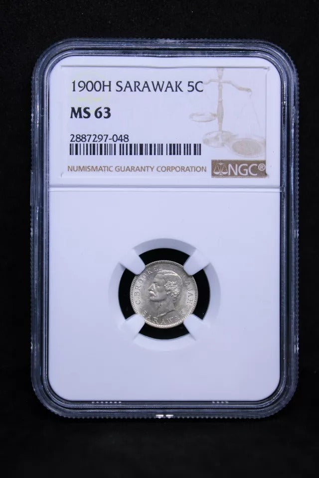 5 cents 1900, Sarawak. Raj Charles Brooke. KM-8. NGC MS63 UNC