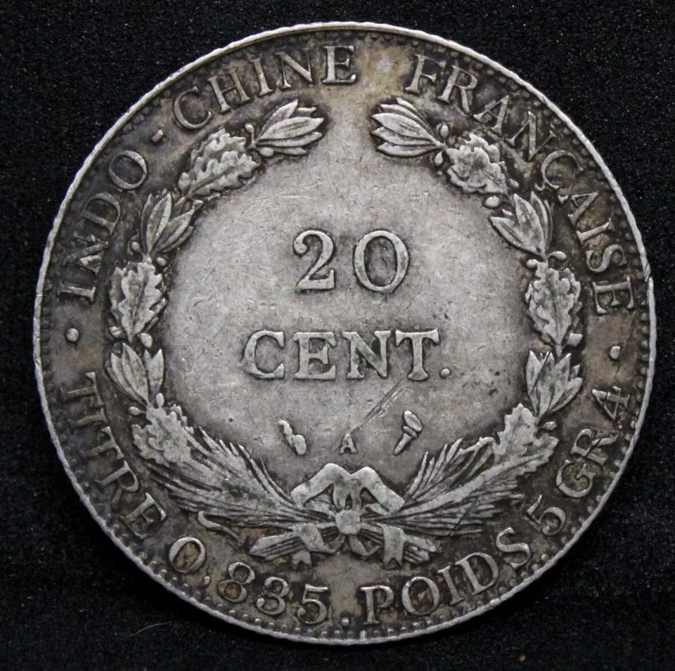 20 Centimes 1899 -A Privy tortch. French Indo-China. KM-3a. VF