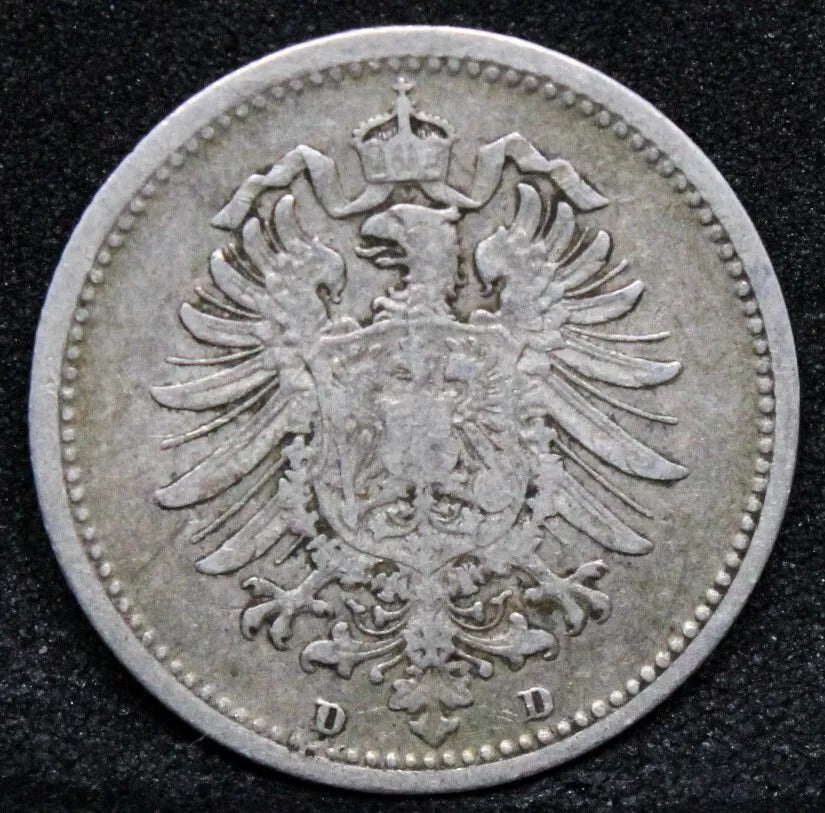 20 Pfennig 1874-D. Germany Empire. Wilhelm I. KM-5 VF