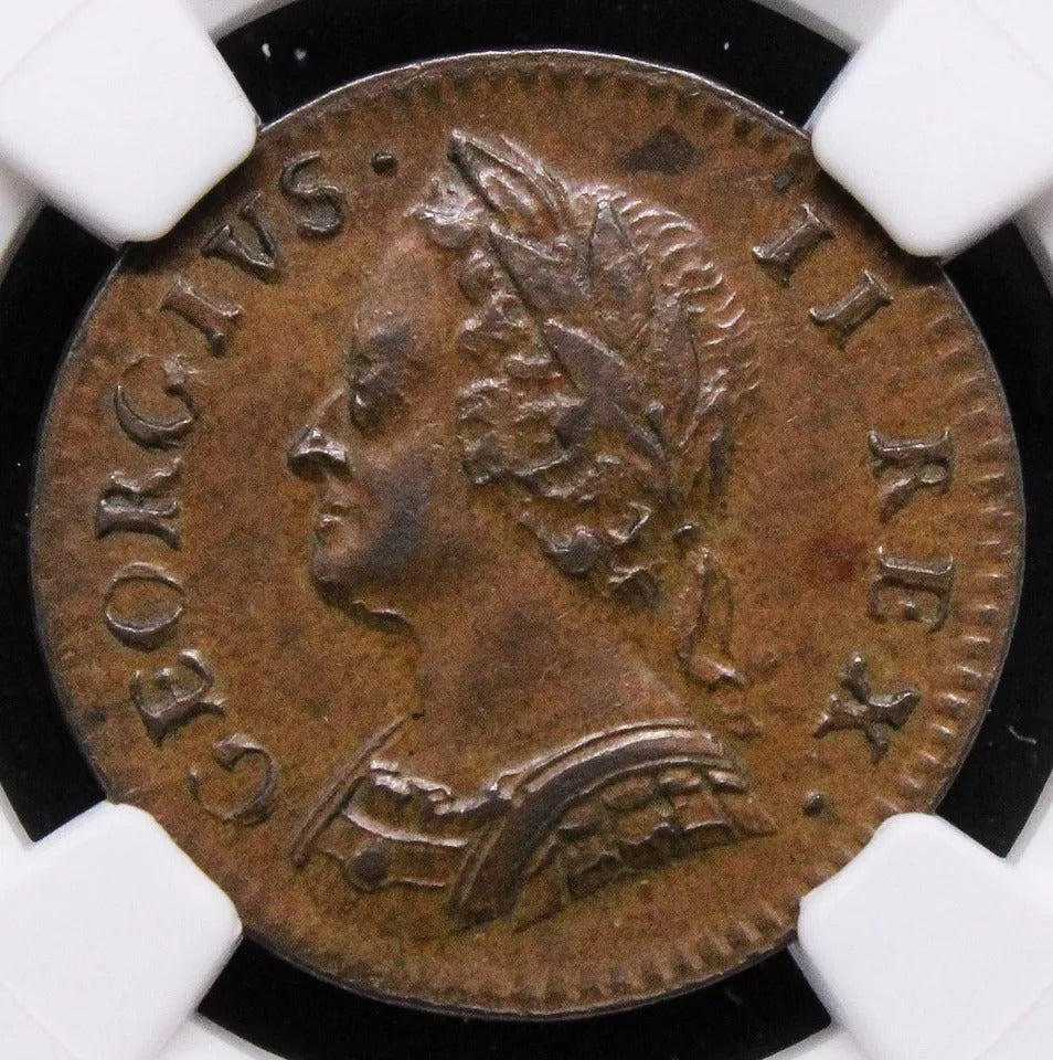 1 Farthing 1754. George II. "Georgivs" S.3722. aUNC NGC AU58BN