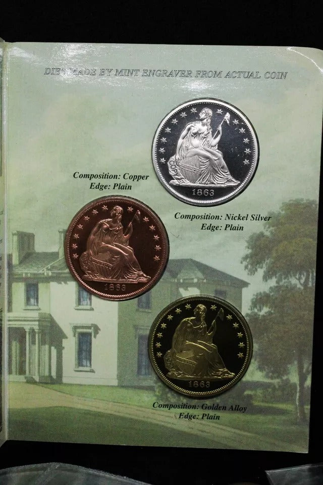 The Famous 1863 Pattern Transitional Dollar Proof Set of three from the Limited