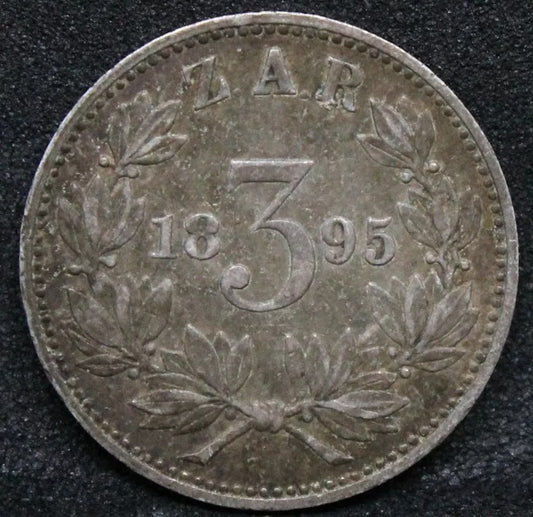 1895 3 Pence, South Africa. EF. Rare key date any grade. REF KM3