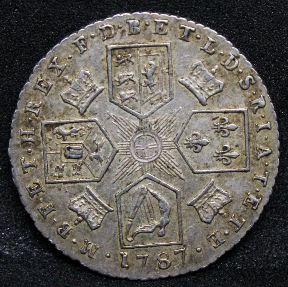 1787 6 pence George III EF. With semée of hearts S.3749. EF