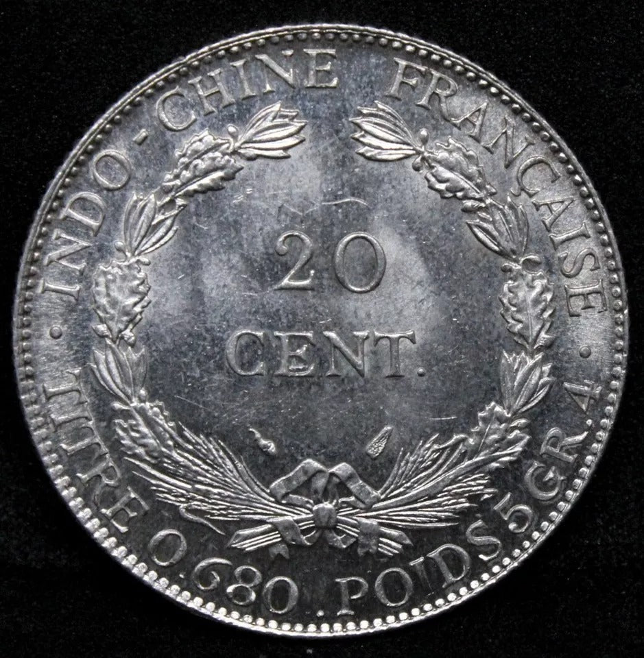 1937 20 Centimes French-Indo China. KM-17.2; Lec-236. BU
