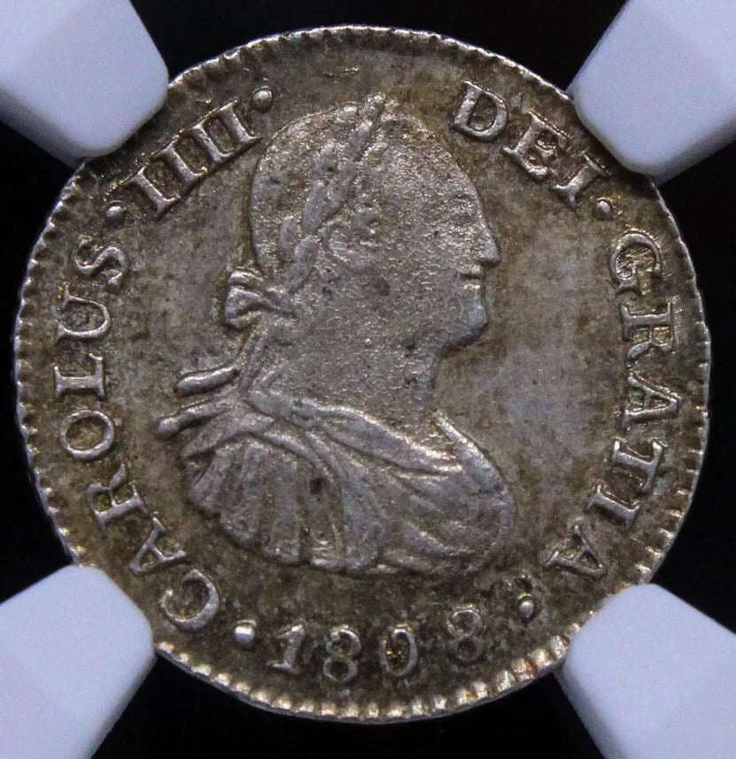 1/2 real 1808 Mo-Th. Mexico, Charles IV. KM-72. NGC MS65. Top Pop #2