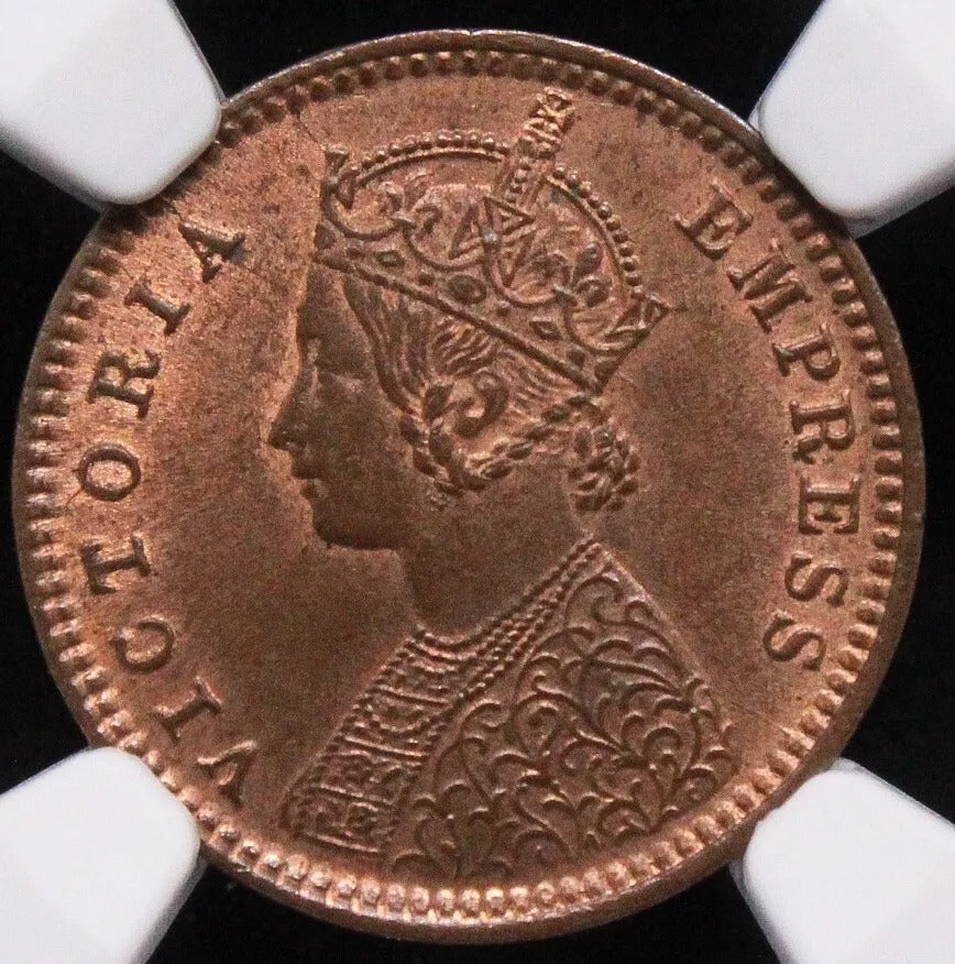 1/12 Anna 1899. Queen Victoria, British-India. KM-483. BU NGC MS65 RB