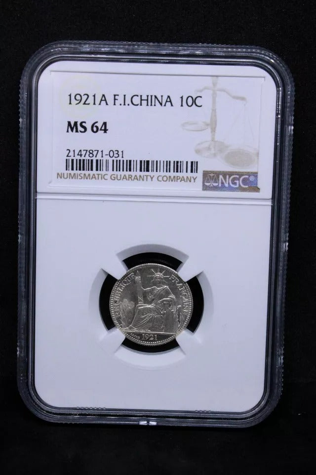10 centime 1921, French Indo-China KM-16.1 UNC NGC MS64