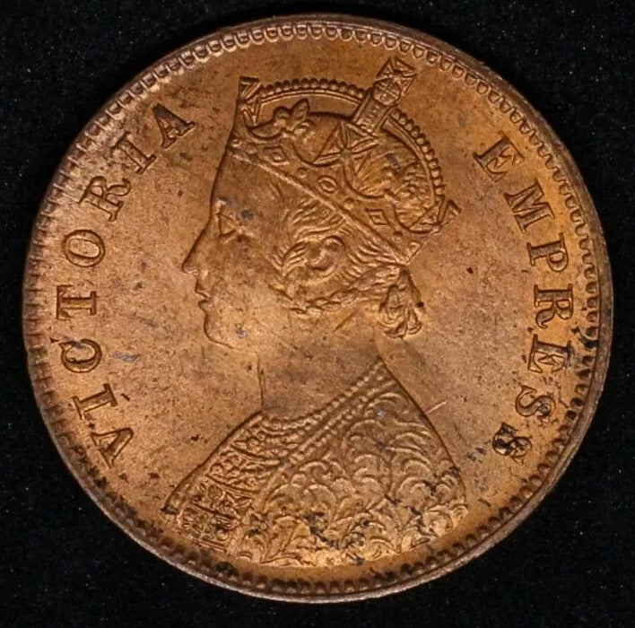 1889 1/4 Anna, British-India, Queen Victoria. UNC+Lustre, KM-486