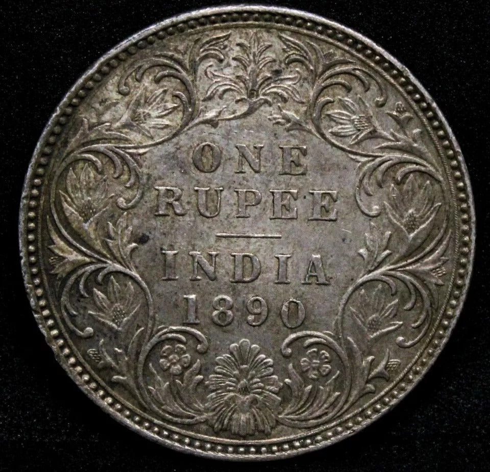 1890-B Rupee, Queen Victoria, British-India. KM-492 GEF