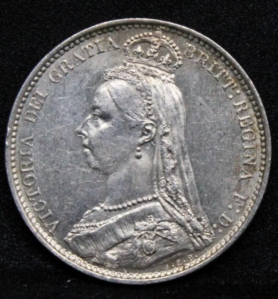 1887 6 pence , Victoria Wreath Reverse. S.3929 aUNC