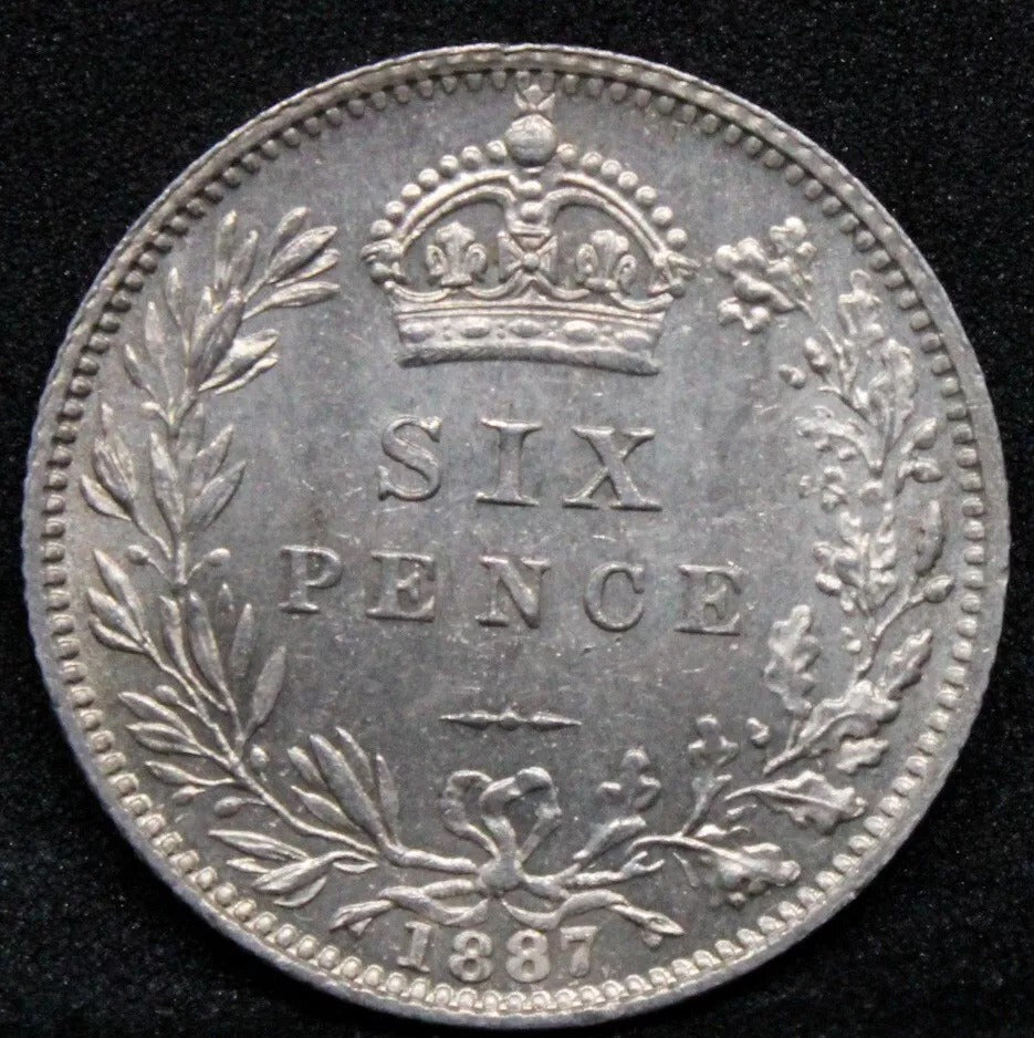 1887 6 pence , Victoria Wreath Reverse. S.3929 aUNC