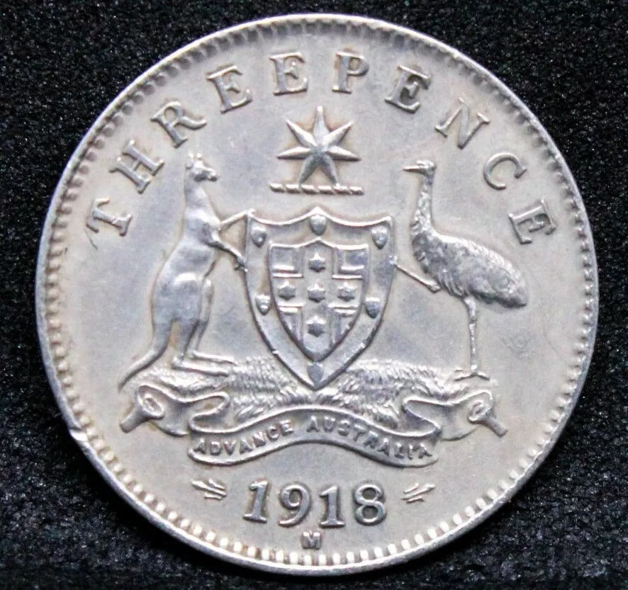1918-m 3 Pence Australia, King George V. KM-24 UNC