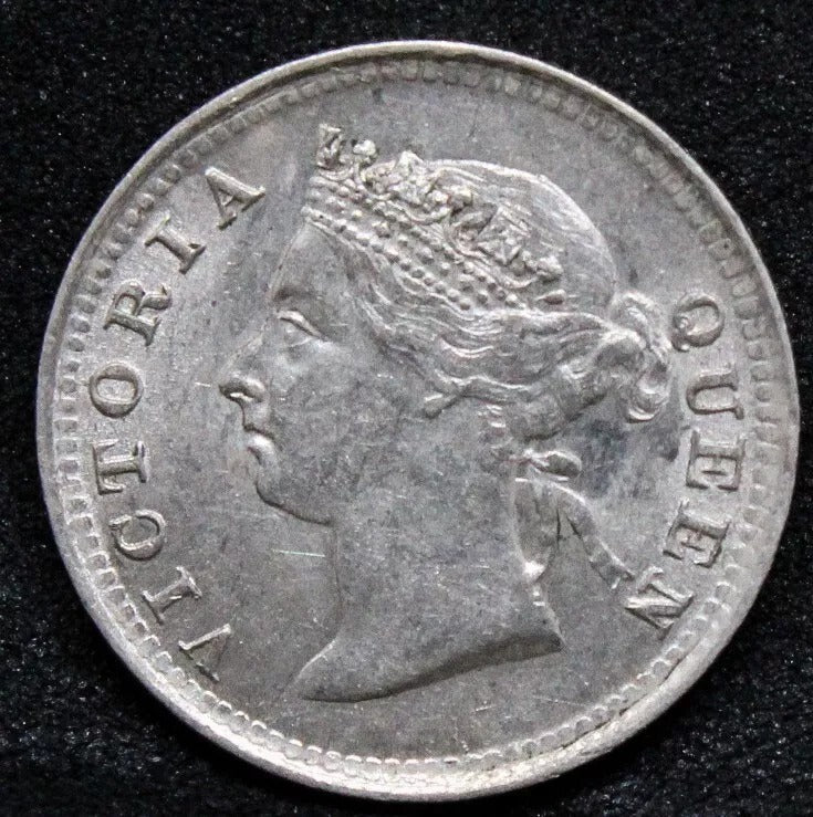 5 cents 1885, Hong Kong, Queen Victoria Silver Coin. KM-5. UNC