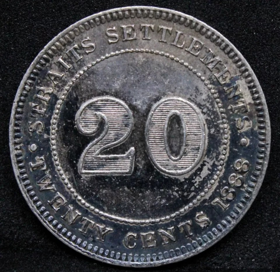 20 Cents 1888 Straits Settlements. Queen Victoria. KM-12 UNC