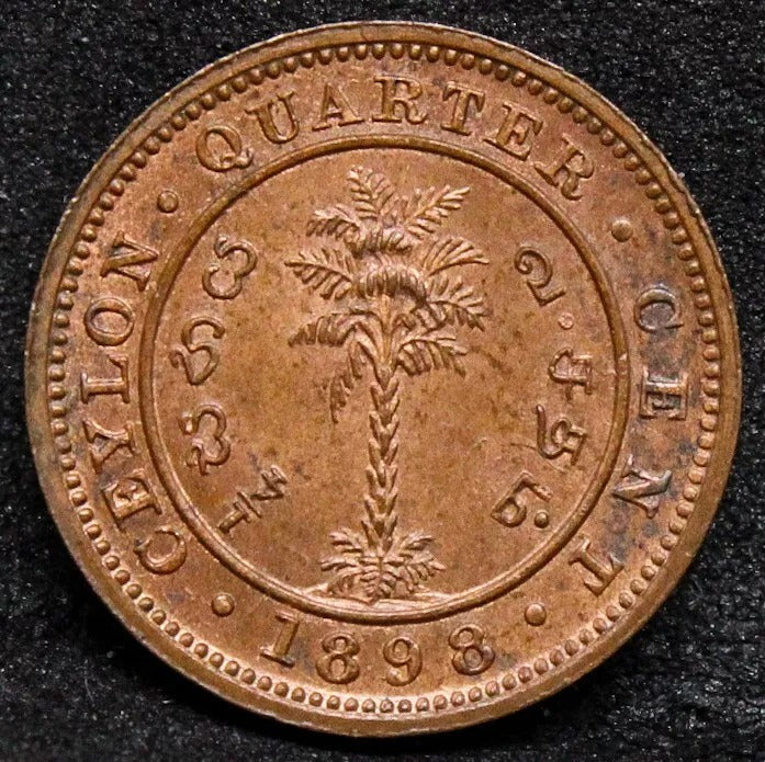1/4 Cent 1898, Ceylon. Queen Victoria. KM-90 BU