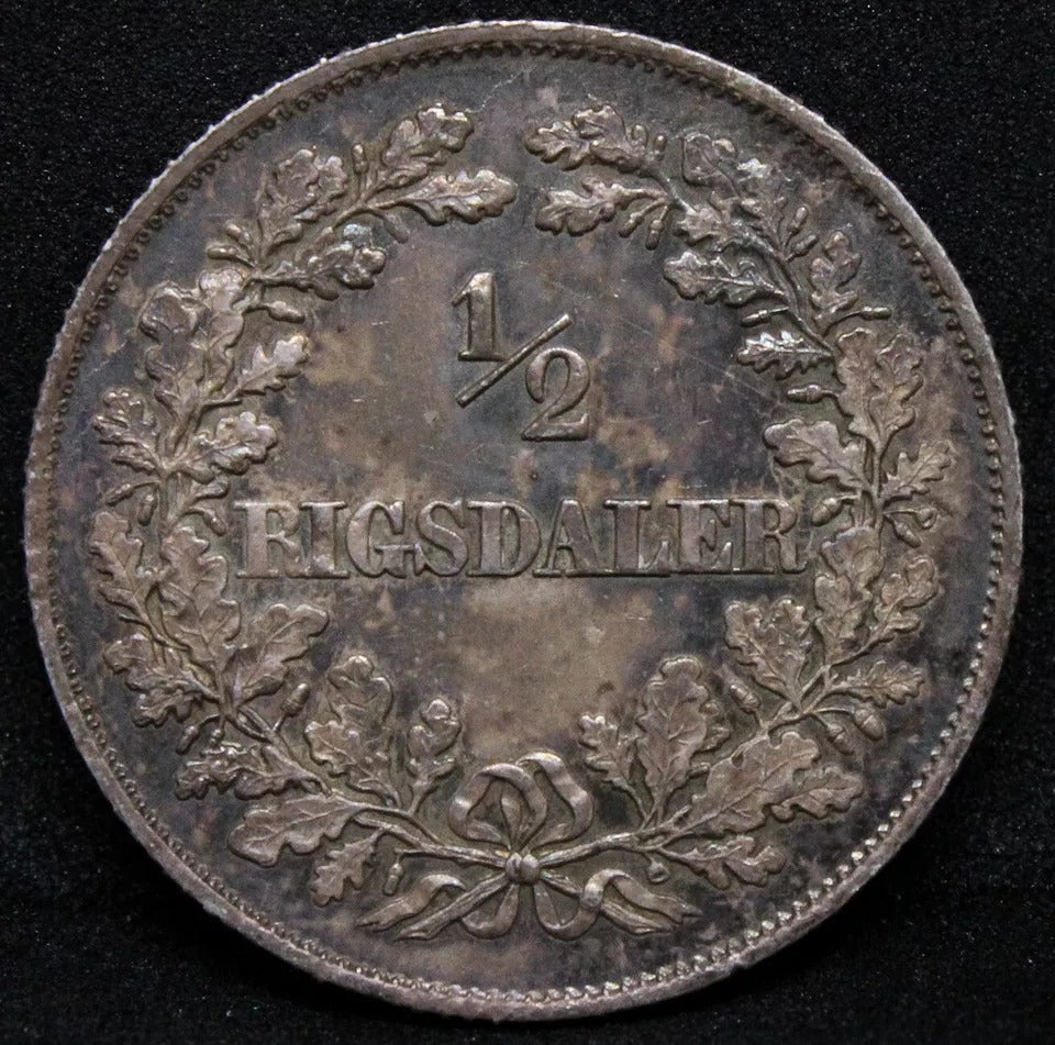 1/2 Rigsdaler 1854 , Denmark Frederik VII, KM# 759. UNC