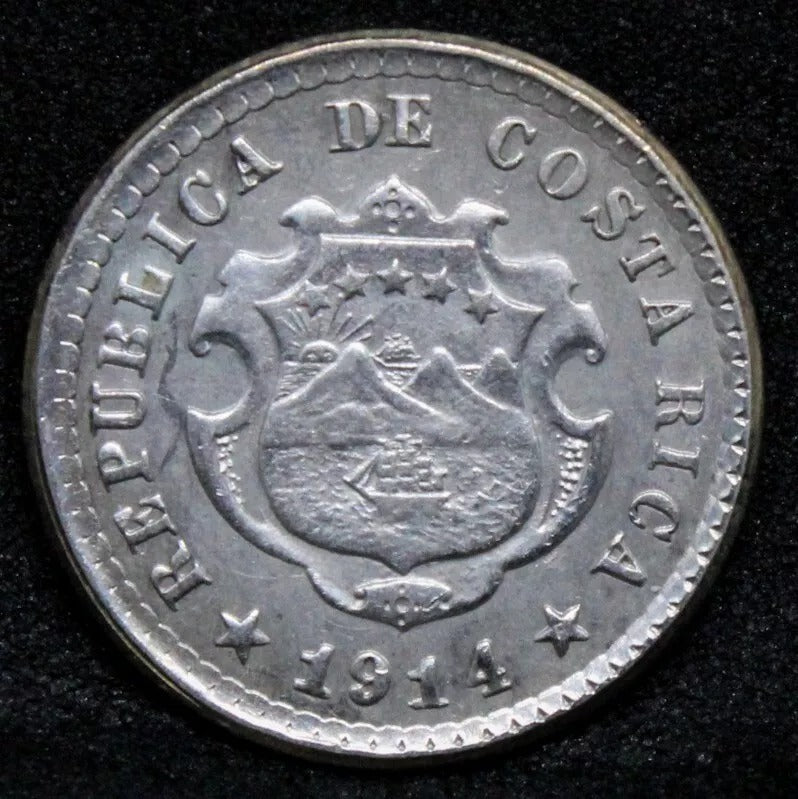 5 centimos 1915 (P) Costa Rica Silver coin. KM-145. BU