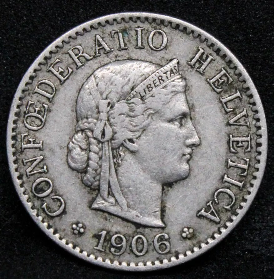 5 Rappen 1906 -B. Switzerland CuNi coin. KM-26. VF.
