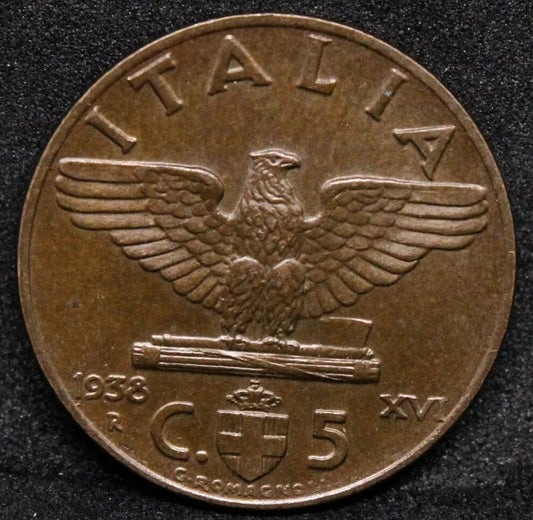 5 Centesimi 1938 XVI. Italy Vittorio Emanuele III. KM-73. BU