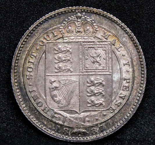 1887 Shilling, Queen Victoria UNC. Jubilee Head