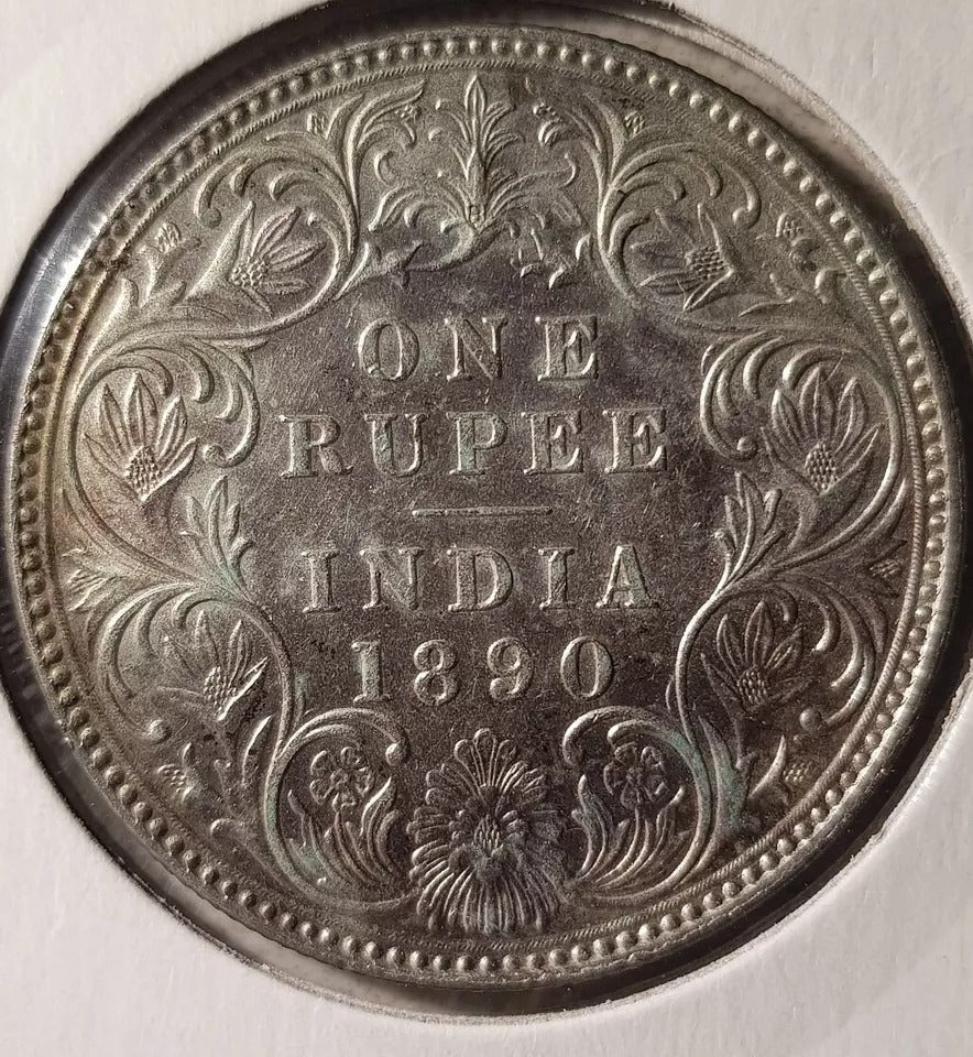 1890-B India-British Rupee Victoria KM 492 UNC