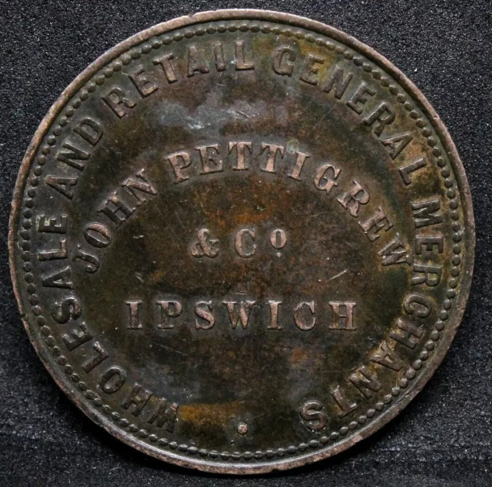 1865 Queensland Penny Token, British Colony. KM-tn196 High Grade Australia