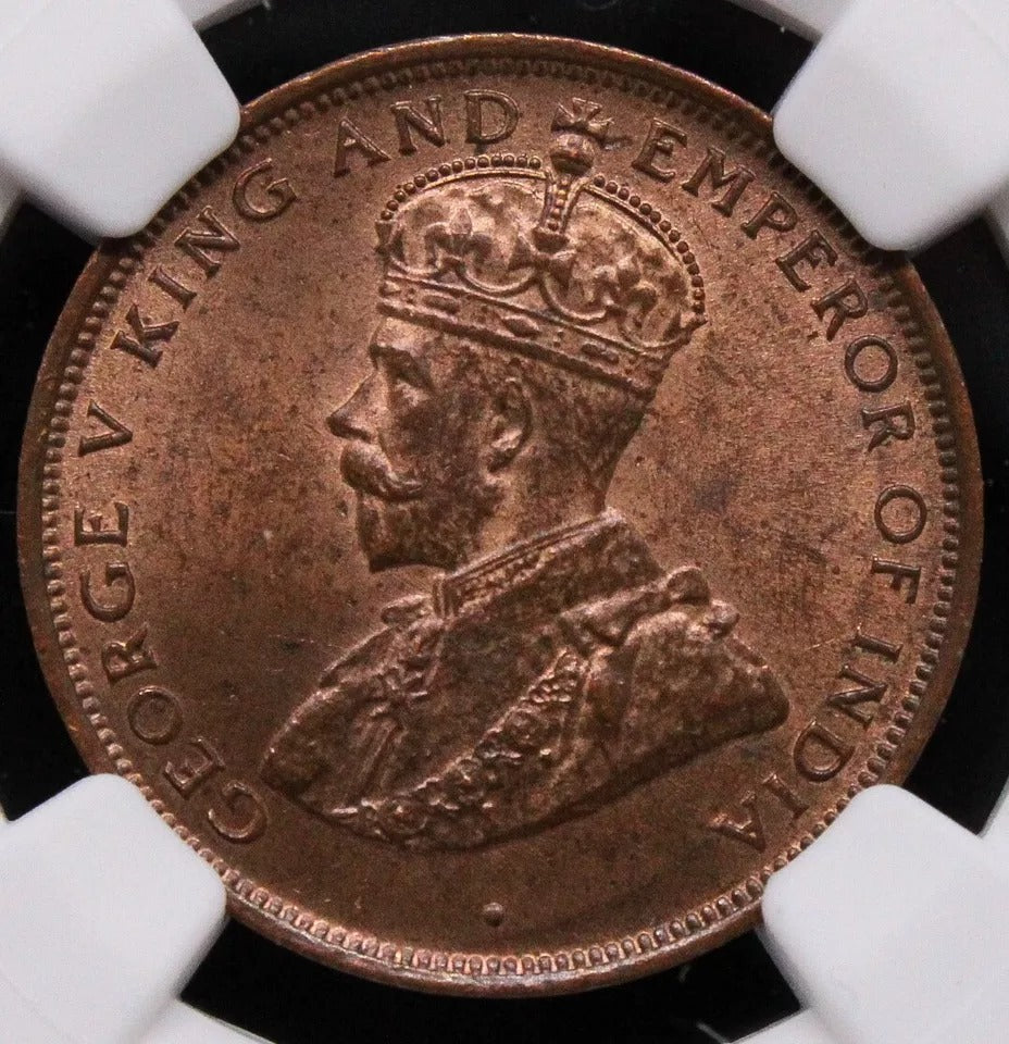 1 cent 1912, Ceylon George V. KM-107. UNC NGC MS64 RB TOP POP