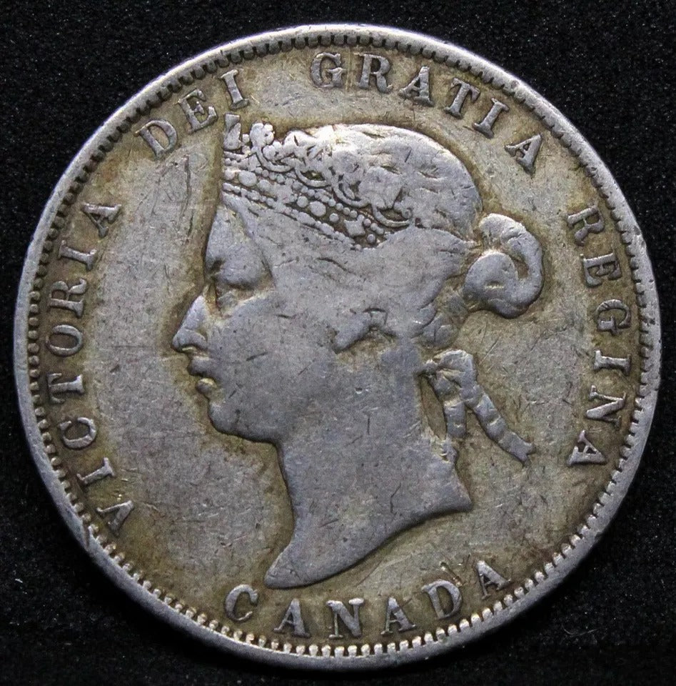 25 cents 1872-H, Canada Queen Victoria. KM-5