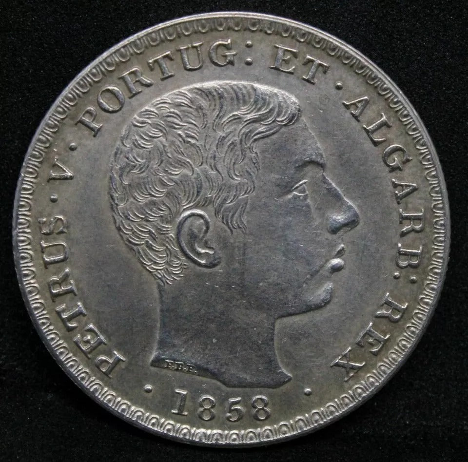 500 Reis 1858 Portugal, Pedro V. Lisbon Mint. Km-498 UNC