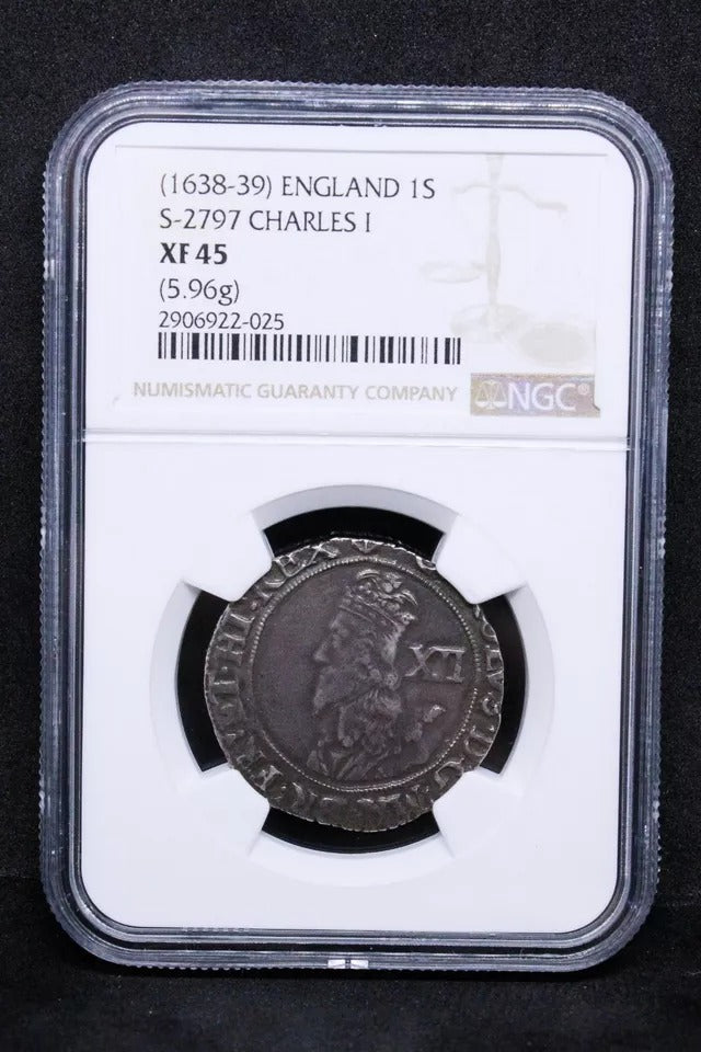 1 Shilling 1638-39, Charles I. S-2797. NGC XF45 Hammered Silver