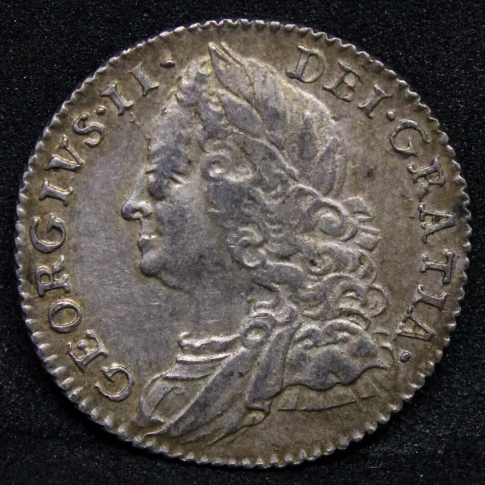 1758/7 6 pence overdate. George II Silver coin. S.3711 aUNC