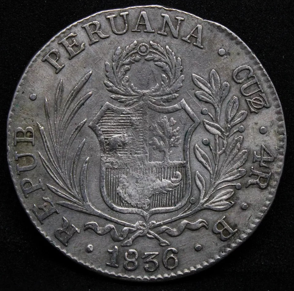 4 reales 1836 CUZco B. Peru. KM-151.1