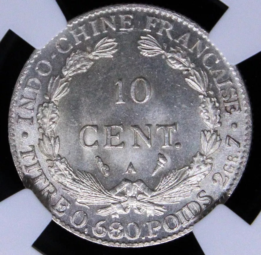 10 centime 1921, French Indo-China KM-16.1 UNC NGC MS64