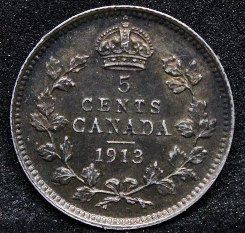 5 Cents 1913 Canada. George V. KM-22 aUNC